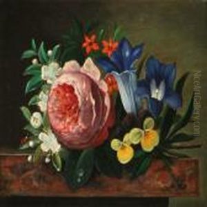 Flowers And A Ladybird On A Sill