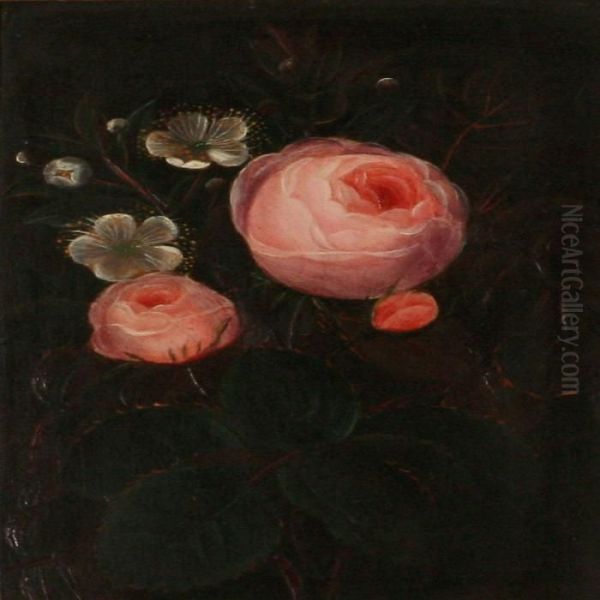 Pink Roses And Cherry Flowers - view 1
