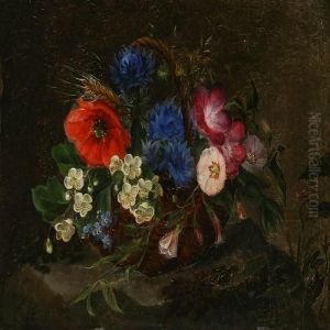 Colourful Flowers In A Basket by I.L. Jensen