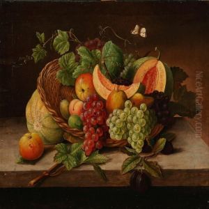 Still Life With Fruits On A Stone Frame by I.L. Jensen