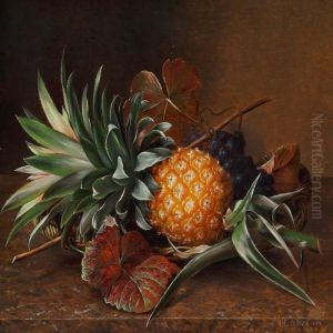 Fruit Basket With Pineapple And Blue Grapes
