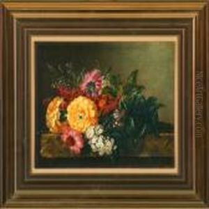 Two Still Life With Flowers And Fruits by I.L. Jensen