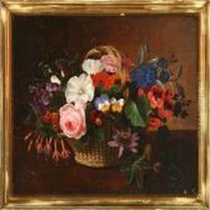 Still Life With Flowers In A Basket by I.L. Jensen