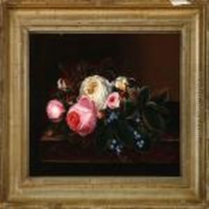 Flower Bouquet On A Stone Frame