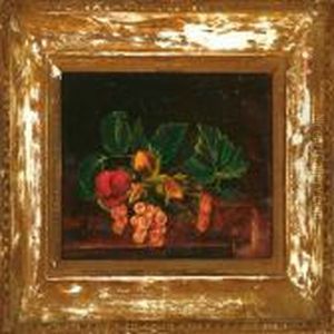 Bouquet Fruits And Leaves On A Stone Frame by I.L. Jensen