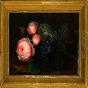 Bouquet Of Pink Roses Andheartseases On A Windowstill by I.L. Jensen
