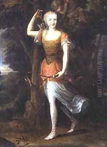 Portrait of a lady thought to be Diane Denise de Boillon as Diana with Cupid - view 1