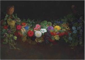 A Magnificent Garland Of Fruit And Flowers by Johan Laurentz Jensen