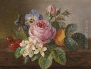 Floral Still Life With Roses by Johan Laurentz Jensen