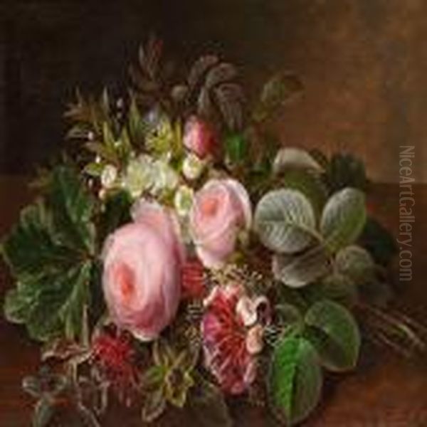 A Bunch Of Roses, Myrtle And Honeysuckle - view 1