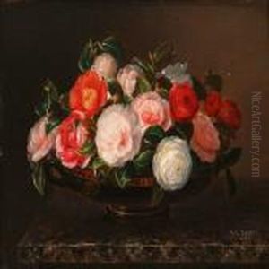Roses In A Greek Bowlon A Marble Table
