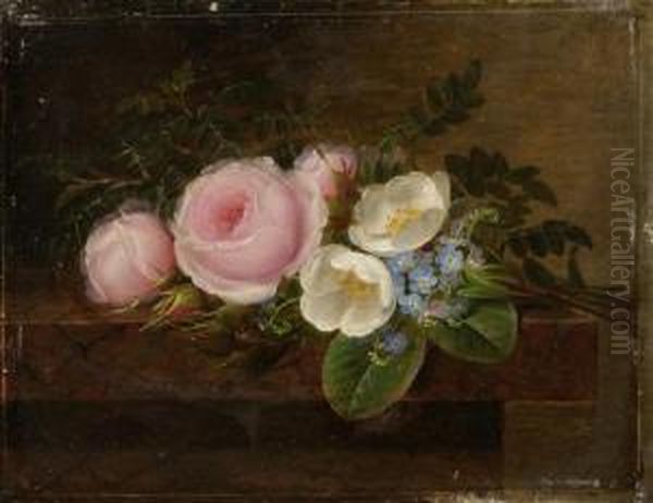 Still Life Of Flowers With Hellebore And Forget-me-nots - view 1
