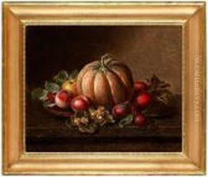 Stilleben Med Pumpa, Persikor Och Notter by Johan Laurentz Jensen