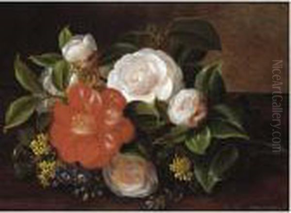 Still Life Of Camellia And Roses; Still Life Of Anemones - view 1