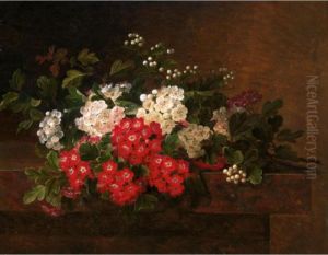 Blomsteropstilling (still Life Of Flowers) by Johan Laurentz Jensen
