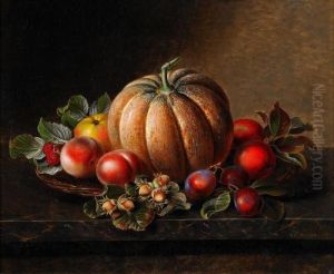 Stilleben Med Frukter Och Hasselnotter by Johan Laurentz Jensen