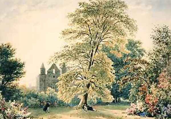 New College Gardens at Oxford 1831 - view 1