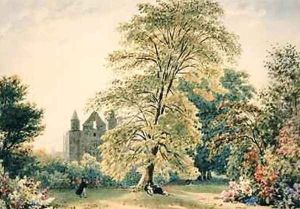 New College Gardens at Oxford 1831 by Frederick Nash