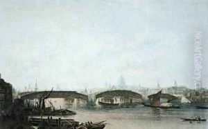 A View of the Southwark Bridge as it appeared in May 1818 by Frederick Nash