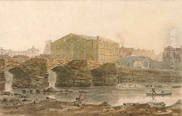 The Old Dee Bridge, Chester, from Handbridge - view 1