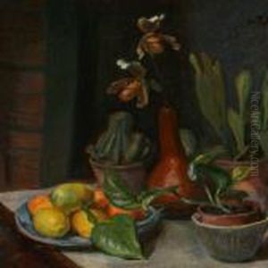Plants And Fruit On Atable by Viggo Johansen