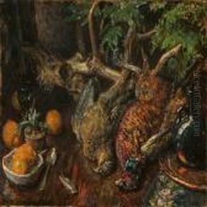 Still Life With Pheasants And Antlers