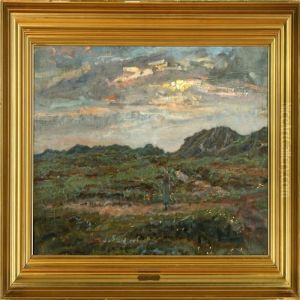 Evening Landscape At Kandestederne Village by Viggo Johansen