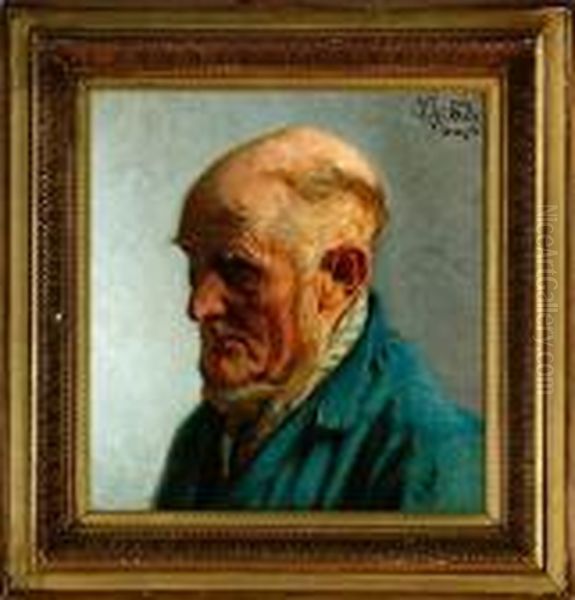 An Elderly Gentleman. Signed And Dated V. J. Dragor 83. Oil On Canvas. 38 X 34 Cm - view 1