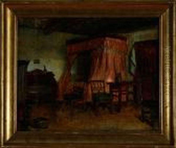 Ole Kraemmer's Livingroom In 
Hornbaek Village, Denmark. Signed And Dated V. Joh. 73. 25 X 32 Cm - view 1