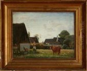 Milking The Cow. Signed And Dated Monogram 74 Milking The Cow. Signed And Dated Monogram 74