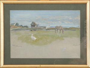 Scnery With A Horse And A Goose