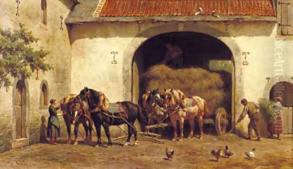 Unloading the hay-wagon - view 1