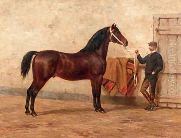 A steed with his groom - view 1