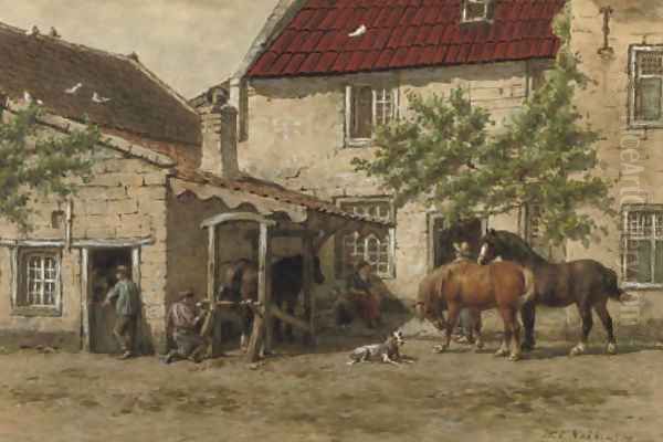 Grooming the horses - view 1