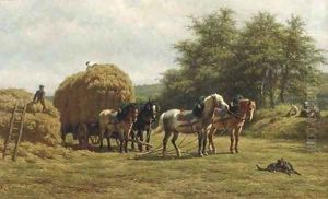 Late summer loading the hay-cart by Willem Carel Nakken