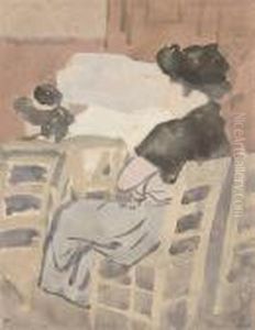 A Woman And A Young Girl In A Church Interior by Gwendolen John