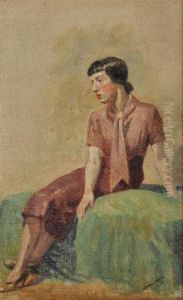 Woman In A Rose Color Dress by Gwendolen John