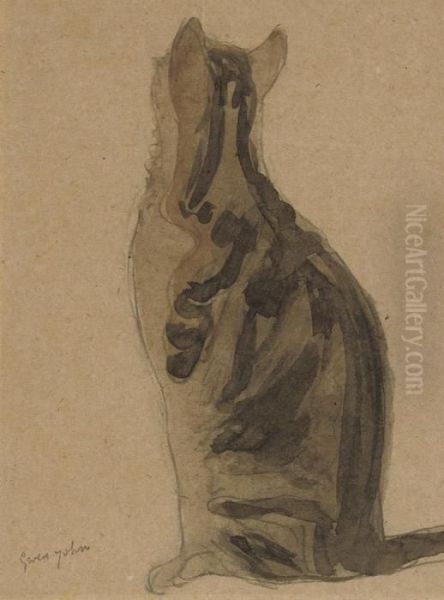 Study Of A Tortoiseshell Cat - view 1