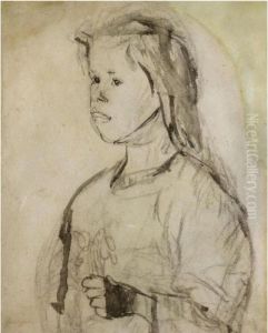 Little Girl Holding Flowers by Gwendolen John