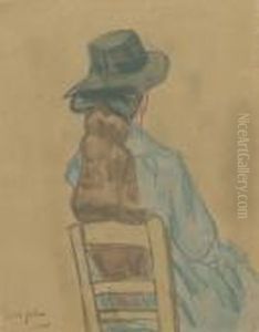 Girl With Long Hair Seated In Church by Gwendolen John