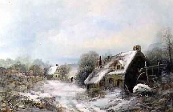 Snow Scene with Cottages - view 1