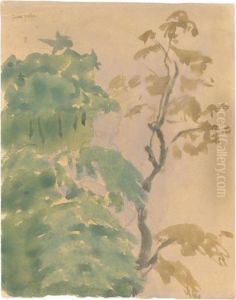 Treetops Aginst A Pink Sky by Gwendolen John