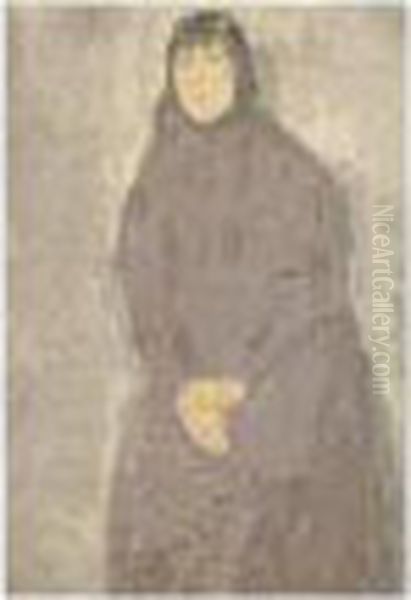 Young Woman In Mulberry-coloured Dress - view 1