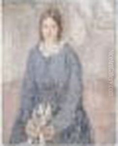 Young Woman Holding A Piece Of Sewing