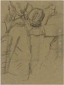 In Church, Black Chalk, 16.5 X 13 Cm