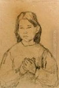 Half Length Of A Girl With Clasped Hands by Gwendolen John