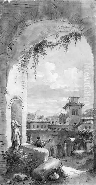 A view of the Roman Forum, seen through an arch - view 1