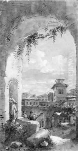 A view of the Roman Forum, seen through an arch by Victor Jean Nicolle