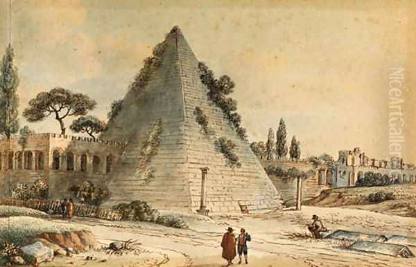 The Pyramid of Caius Cestius with the Aurelian Walls, Rome - view 1