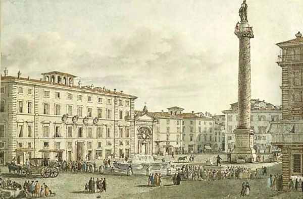 View of the Piazza Colonna with the Column Antoninus, Rome - view 1